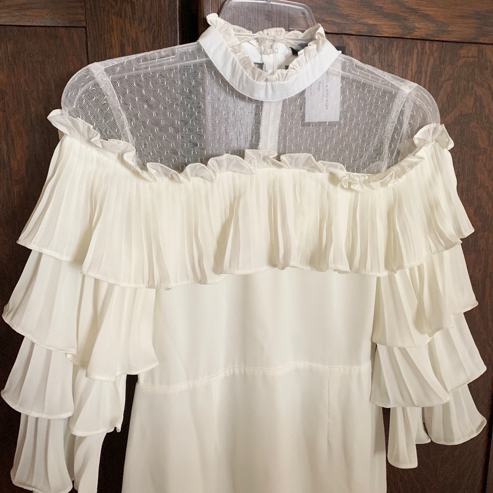 White Ruffle Sleeve Dress - Picture 7 of 8